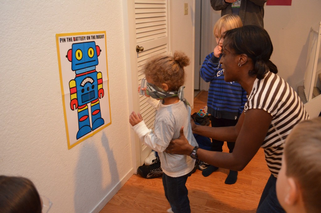 Pin the battery on the robot!